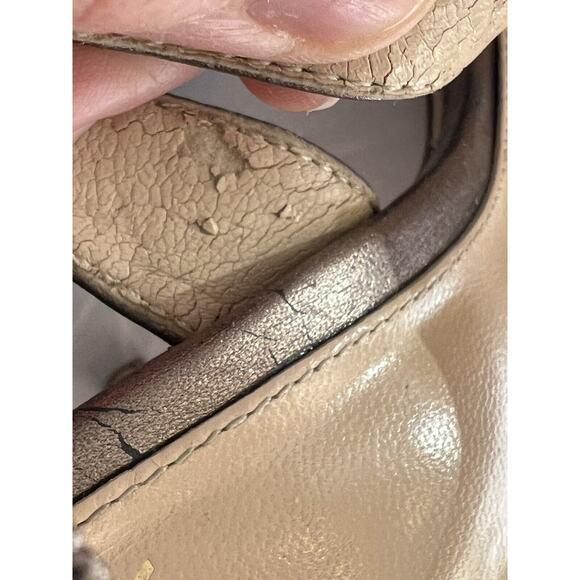 8.5 M Metallic Leather Slingback Isola Ibera Anthracite Open Toe High Heel - Picture 5 of 8